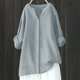 thumbnail image 2 of Blusa holgada con botones para mujer - Camisa informal de manga larga y color liso - Cuello en V, elegante, ideal para el trabajo diario y los viajes - Para todas las estaciones, tallas S-XXXXXL, 2 of 4