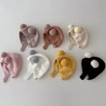 thumbnail image 5 of Cute Winter Warm Kids Girl Boys Baby Hats Fleece Wool Hemming Caps with Ball Wool Ear Protection Hats Soft Newborn Bonnet (Khaki), 5 of 7