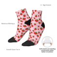 thumbnail image 6 of Rateoe Hand Drawn Strawberry Pattern Quarter Crew Socks,Toe Seamed Ankle Socks,Cotton Cushioned Breathable Athletic Crew Sports Socks, 6 of 7