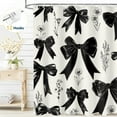 thumbnail image 1 of Dznils Cortina de Ducha con Lazo Negro y Ganchos, Cortina de Baño de Tela Estética Moderna, 72" x 72", 1 of 12