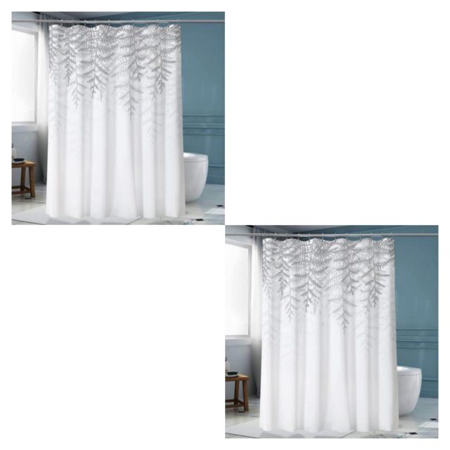 Thinsony White Bathroom Shower Curtain Waterproof And Space-saving Luxurious Easy To Clean Shower Curtain For Bathroom Durable YL347-4 180cm*180cm 2Set