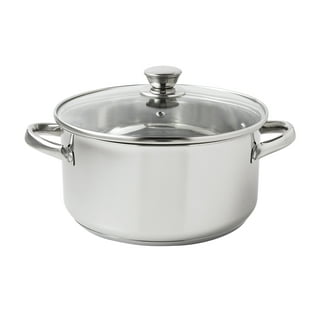 Nonstick Stock Pots,5 qt Stainless Steel Saucepot with Glass Lid Silver Anti-scalding Handle Stockpot by Derui Creation (5QT(9.45?x6.10?), Silver)