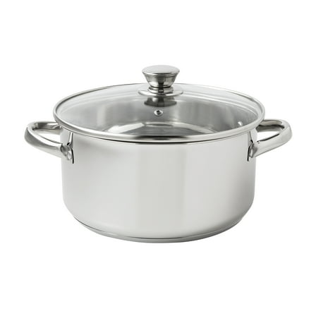 Mainstays Stainless Steel 5-Quart Dutch Oven with Glass Lid, Riveted Handles