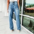 thumbnail image 4 of Besolor Womens High Waist Denim Pants Ripped Distressed Destroyed Rhinestones Chain Party Clubwear Denim Pants Jeans Blue, 4 of 7