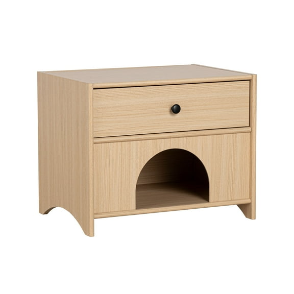 Furniture of America Juno Modern 1-Drawer Wood Side Table with Pet-Friendly Nook, Natural