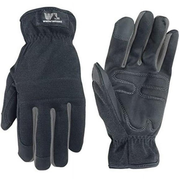 Wells Lamont 7716LK Wells Lamont All-Purpose Slip-on Synthetic Leather Work Gloves for Mens, Black - Large