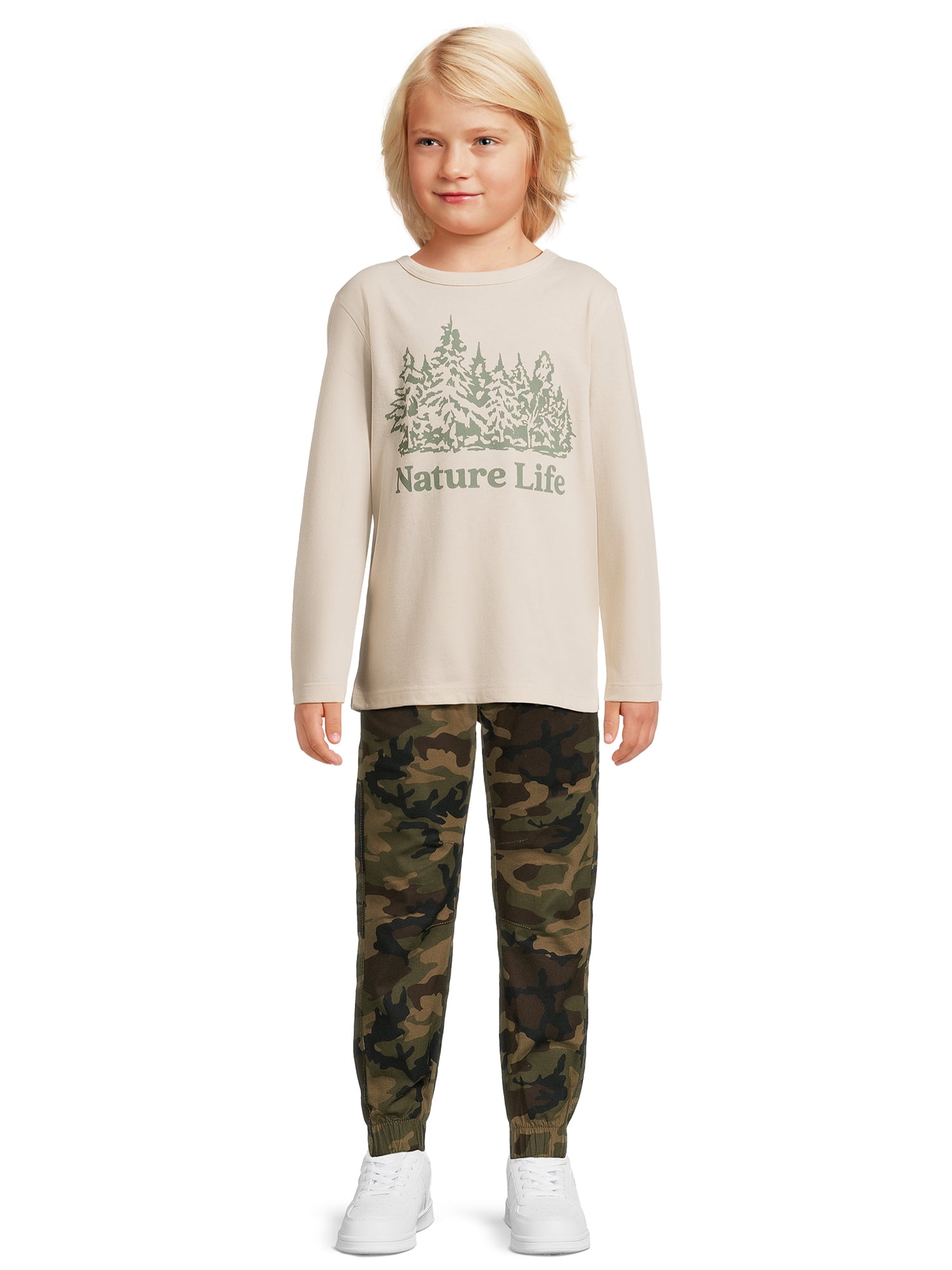 Wonder Nation Boys Long Sleeve 3 Pack T-Shirt Bundle, Sizes 4-18 & Husky