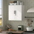 thumbnail image 5 of Metal Garage Wall Cabinet,Garage Wall Cabinet with Handle,Lockable Storage Cabinets Wall Mounted with 2 Doors,Locking Cabinet with Shelves for Basement,Living Home,White, 5 of 7