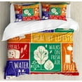thumbnail image 1 of Fitness Duvet Cover Set King Size, Collage of Different Colorful Frames with Motivational Signs Vegetables Exercise, Decorative 3 Piece Bedding Set with 2 Pillow Shams, Multicolor, by Ambesonne, 1 of 3
