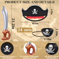 thumbnail image 2 of Set ZeediX para fiesta pirata, 72 unidades: 24 sombreros de pirata, 24 espadas, 24 parches para los ojos, 2 of 7