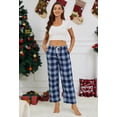 thumbnail image 2 of U2SKIIN Women Fleece Pajama Pants, Comfy Plaid PJ Bottoms For Women with Pockets Soft Warm（Navy-Blue Gray Plaid, Large）, 2 of 5