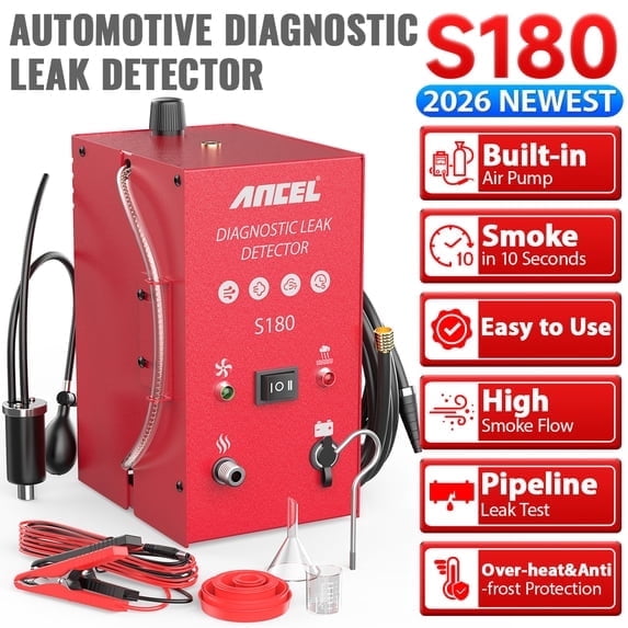 ANCEL S180 Automotive Smoke Machine with Built-in Air Pump, EVAP Vacuum Fuel Pipe Leak Tester, Automotive Diagnostic Leak Detector Tool for Cars Motorcycles Trucks