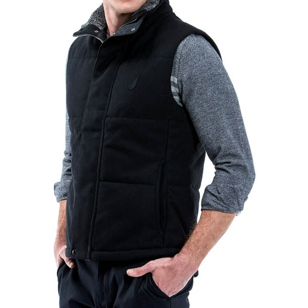 Nautica Nautica NEW Black Men's Size Large L ButtonZip Vest Wool Jacket