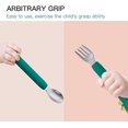 thumbnail image 5 of Baby Forks and Spoons Set Baby Training Utensils Self Feeding Toddler Silverware Silicone and Stainless Steel Kids and Toddler Utensil (Green Dinosaur - Long), 5 of 5
