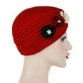 thumbnail image 4 of Weikingp Headbands for Women, Women Solid Floral Hat Muslim Ruffle Turban Wrap Cap, Bandanas for Women, Bandanas for Men Wine, 4 of 5