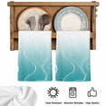 thumbnail image 5 of Aqua Blue Geometric Kitchen Towels Set of 3, Modern White Stripe Distortion Art Absorbent Dish Towels for Kitchen, Microfiber Hand Towel, Quick Drying Tea Towel for Cleaning Decorative Dishcloths, 5 of 7