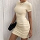 thumbnail image 4 of Dinheiro Mini vestido sexy con cordones y espalda descubierta, vestidos de fiesta ajustados con pliegues y mangas largas, M, 4 of 7