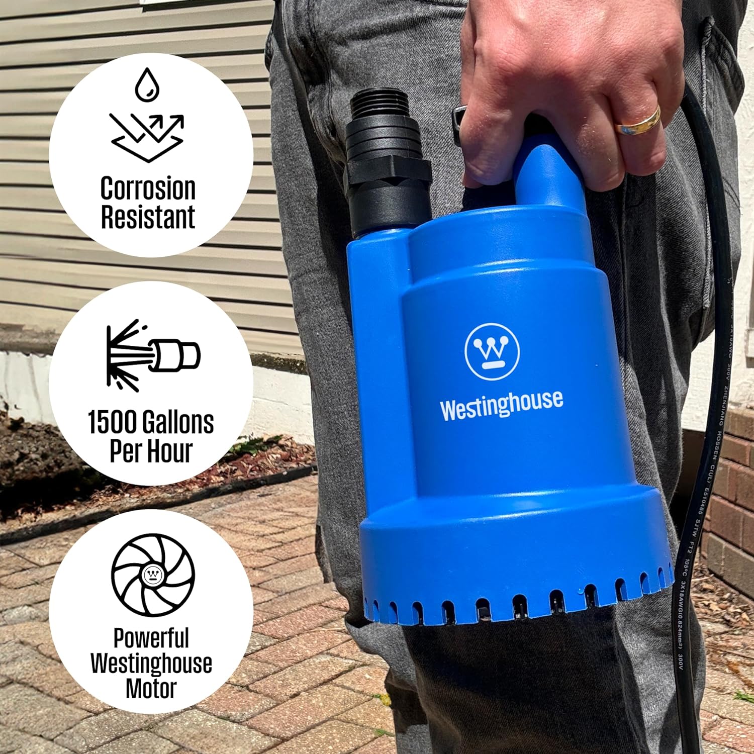 Westinghouse Submersible Water Utility Pump 1/4 HP 1500 Gallons Per Hour