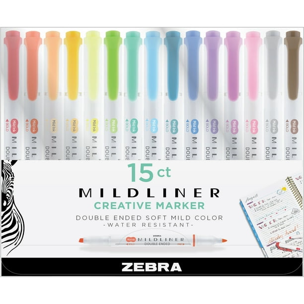 Zebra Pen Mildliner Double Ended Highlighter Set 15 Pack Walmart Com Walmart Com