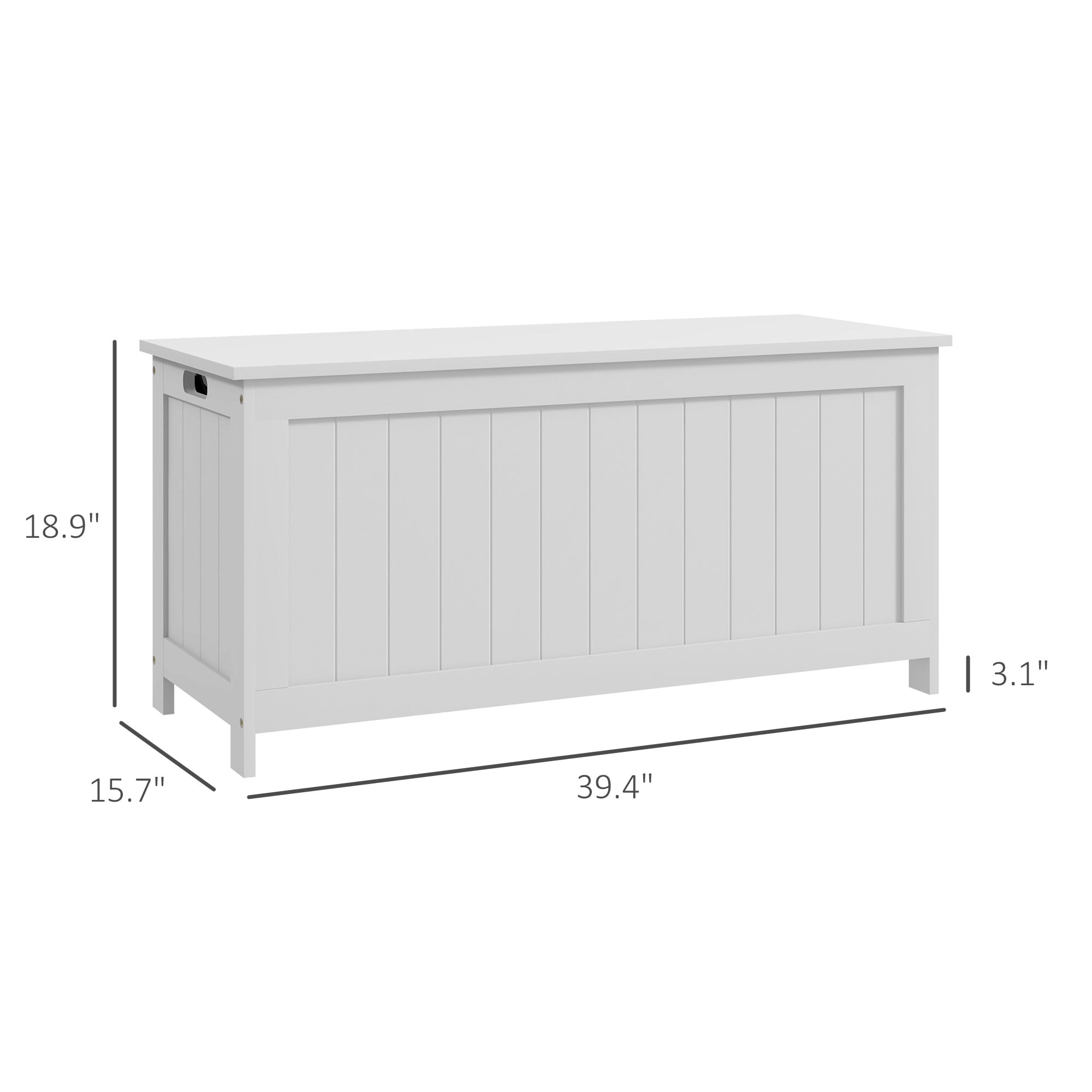 HOMCOM 39.4" Storage Chest w/ 2 Safety Hinges, Wooden Box, White