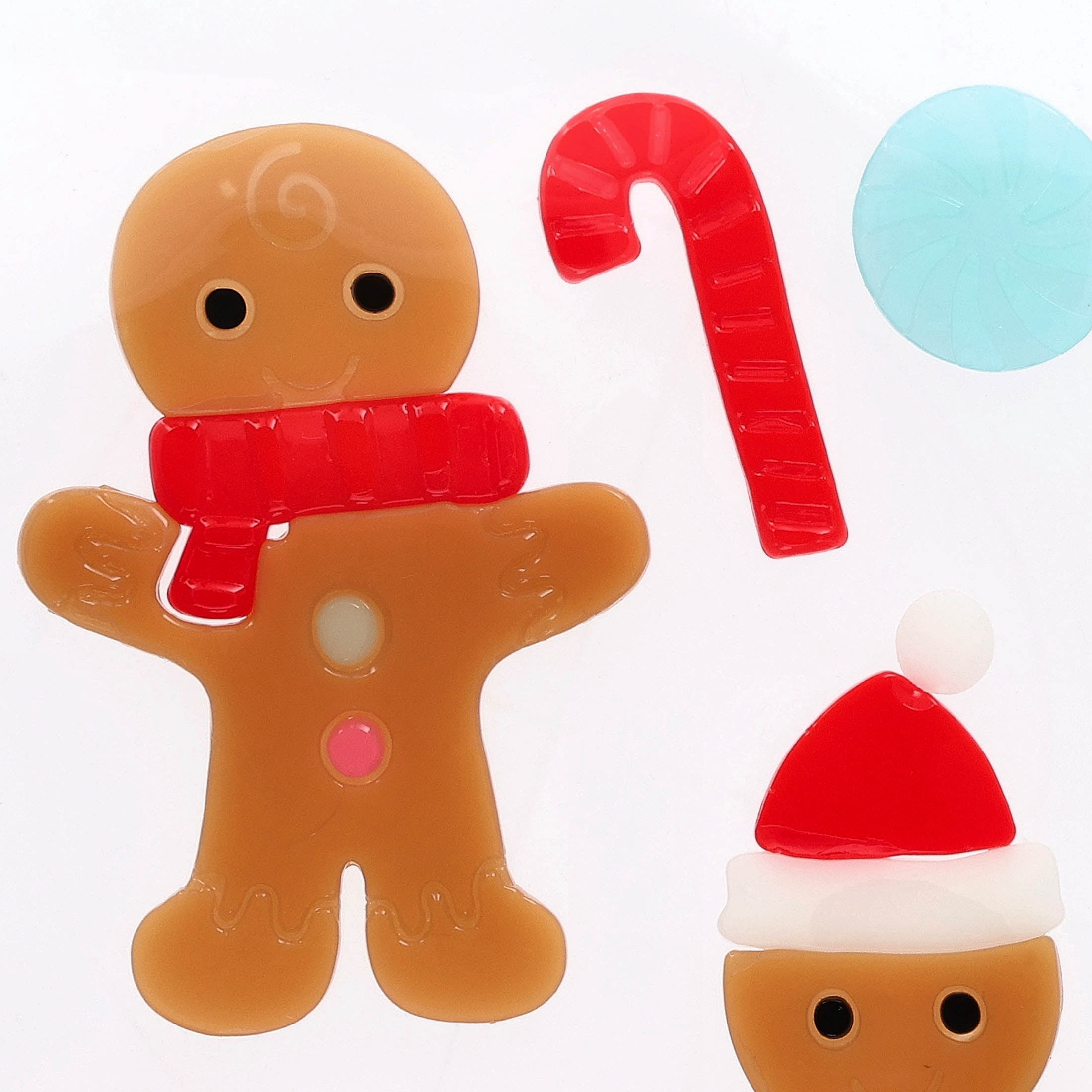 Gingerbread and Candy Cane Christmas Window Gel Clings, Multicolor, 5.5" x 12", by Holiday Time