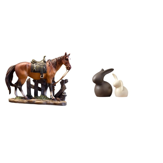 Majestuoso conjunto de esculturas de resina de con forma de caballo y conejo para decoración del hogar, oficina, sala de estar, escritorio,