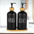 thumbnail image 3 of 2 Pack Soap Dispenser Bottle with Bamboo Pump Soap Tray 16 Oz Refillable Hand Soap Container Reusable Rustic Detergent Bottle Durable Glass Soap Dispenser Set for Kitchen Bathroom Shampoo Lotion, 3 of 11
