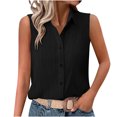 thumbnail image 3 of Htigea Womens Short Sleeve Shirts V Neck Collared Button Down Shirt Tops with Pockets Black,M, 3 of 6
