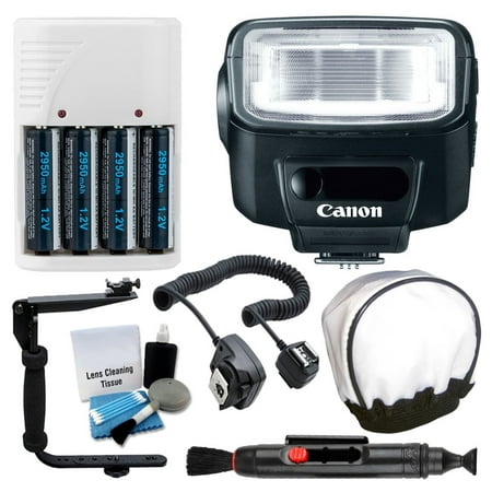 Canon Speedlite 270EX II Flash for Canon Digital SLR Cameras + Camera Flash Cord + Universal Flash Diffuser + Flash Bracket + 4 AA Batteries & White Charger + 5 Piece Cleaning Kit + Lens Cleaning (Canon 580ex Ii Speedlite Flash Unit Best Price)