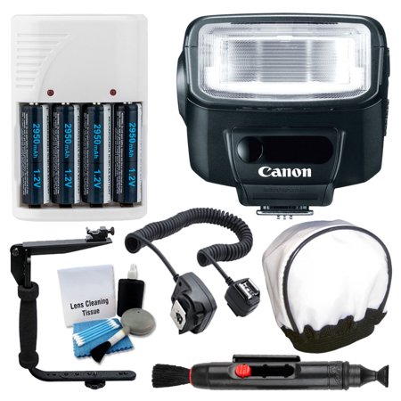 Elinchrom Digital Flash - Canon Speedlite 270EX II Flash for Canon Digital SLR Cameras + Camera Flash Cord + Universal Flash Diffuser + Flash Bracket + 4 AA Batteries & White Charger + 5 Piece Cleaning Kit + Lens Cleaning Pen