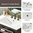 thumbnail image 6 of 30 Inch Bathroom Vanity with Ceramic Sink, Modern Freestanding Vanity with Adjustable Shelf, Tip-Out Tray, Solid Wood Legs for Small Bathroom Storage, Dark Brown, 6 of 20