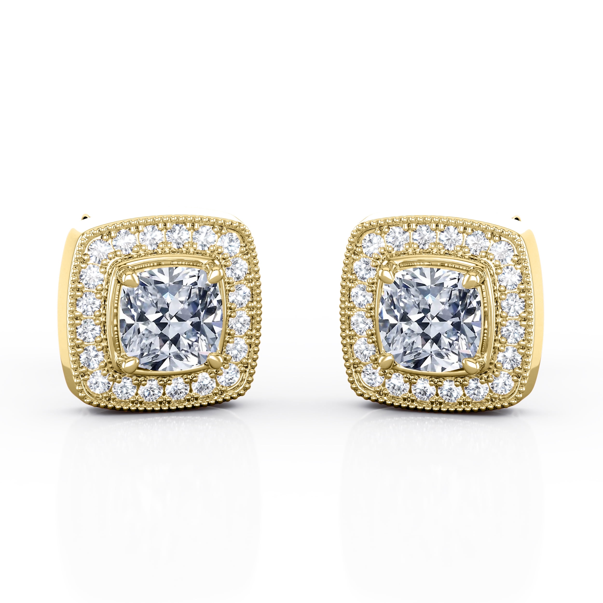7MM Cushion Cut D/VVS1 Diamonds .925 Sterling Silver Fancy Party Wear Solitaire Bezel Set Stud Earrings For Womens & Girls 7MM Cushion Cut D/VVS1 Diamonds .925 Sterling Silver Fancy Party Wear Solitaire Bezel Set Stud Earrings For Womens & Girls