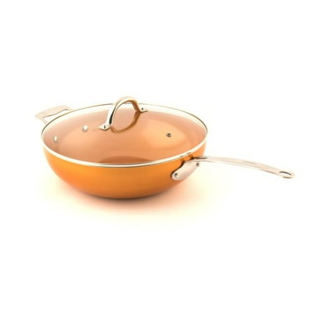 Original Copper Pan Non-Stick Wok with Lid, 12” (Best Induction Wok Pan)