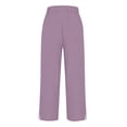 thumbnail image 5 of YDTUYT Casual Linen Pants for Women Straight Leg Elastic Waist Trousers With Pockets Beach Vacation Clothes Long Pant Cropped Summer Capris Loose Fit Trousers High Waisted Pull-On Pants Hot Pink S, 5 of 5