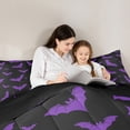 thumbnail image 5 of Homewish Gothic Halloween Bat Full Size Comforter Sets,Purple Silhouette Print Bedding Comforter Set,Black Violet,Black Reversible,3-Piece,1 Comforter and 2 Pillowcases, 5 of 7