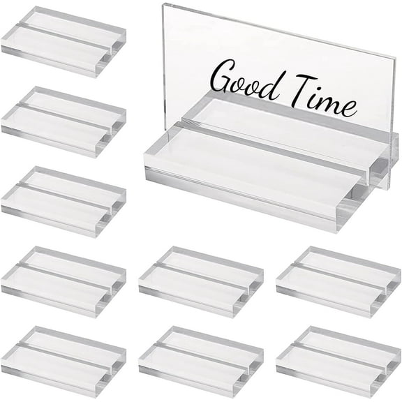12Pcs Clear Place Card Holders Acrylic Display Base Wedding Sign Holders Acrylic Card Display Stand for Wedding Table Numbers Photos Office Menu Meeting 3inch