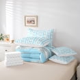 thumbnail image 6 of Homewish Kawaii Bow 7pcs Bedding Comforter Set for Boys Girls,Blue White Stripes Queen Bedding Sets Super Cozy,Polka Dots Queen Sheet Sets,Luxury Bedroom Decor,Reversible, 6 of 8