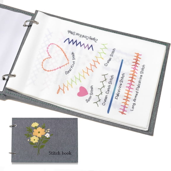 DYONDER Embroidery Practice Notebook with Detachable Pre‑Printed Fabric Sheets, Step‑by‑Step Stitch Guide for Beginners & All Skill Levels, Ideal for Hand Sewing Needlework, DIY Crafts & Handmade Gif