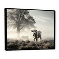 thumbnail image 2 of Designart "Morning Grazing Cattle Misty painting I" Animals Floater Framed Wall Art Print, 2 of 7