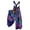 Purple, variant on Women's Summer Overalls with Christmas Print - Vintage Jumpsuit (Non-Adjustable Straps), Black, Size L