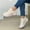 #094-Beige, variant on Wowcloth Women's Plus Size Casual Sneakers – Comfortable Lace-Up Design with Color-Block Style for Everyday Athleisure Wear