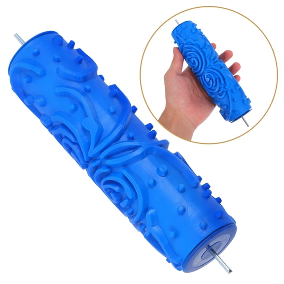 GOOHOCHY 1Pcs Blue Cylindrical Paint Roller Texture Rubber Roller for Wall Decoration 7.07X1.65X1.65in