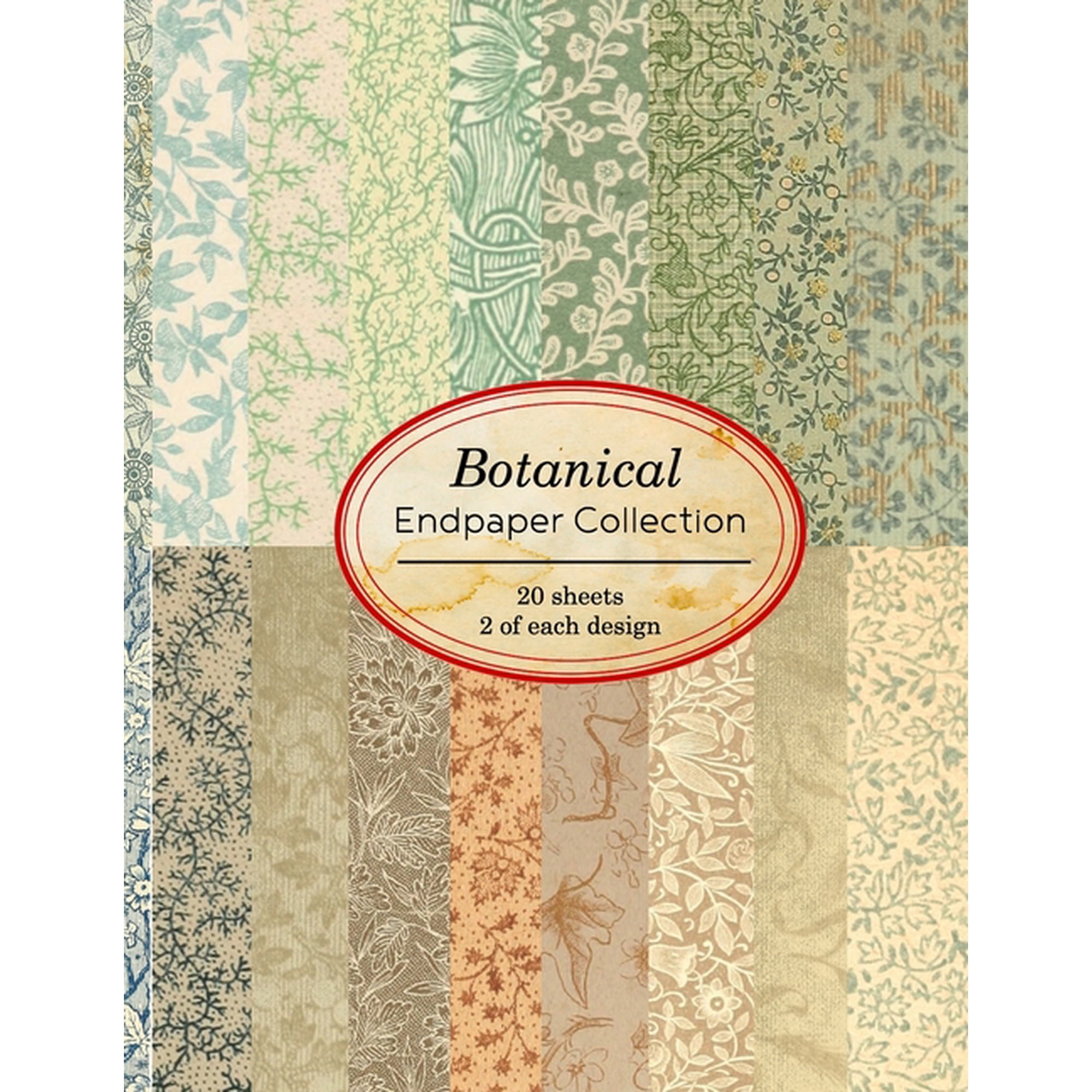 Vintage Papers for Collage and Paper Crafting: Botanical Endpaper Collection: 20 sheets of vintage endpapers for bookbinding and other paper crafting projects (Paperback)