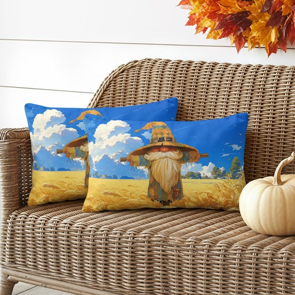 Funny Fall Outdoor Waterproof Pillow Covers Set of 2, Gnome Pillowcase Decorative Throw Cushion Cases for Patio Garden Couch 20 x 12 Inches