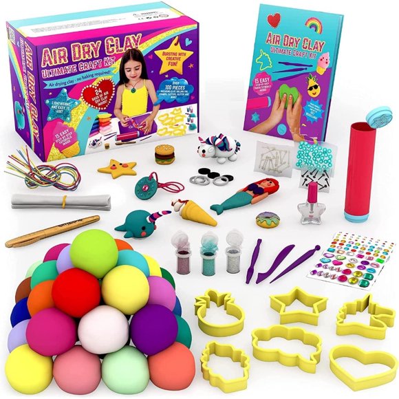 Modeling Clay Kit 100 Piece Polymer Clay for Kids  Air Dry Clay for Kids No Oven - Crafts for Girls 8-12 Years.