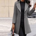 thumbnail image 3 of Tiqkatyck Trench Coat Clearance Women Clothing Women Fashion Long Sleeve Woolen Tops Lapel Solid Color Long Jacket Coat winter coat Grey Grey XL, 3 of 7