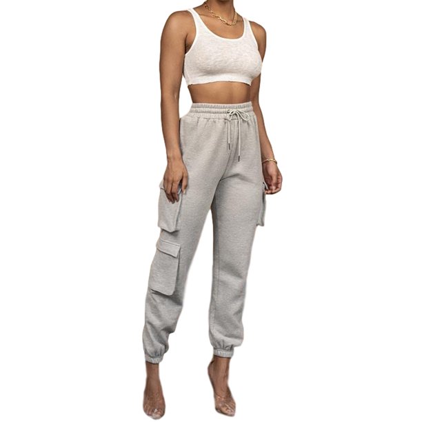 gray high waisted sweatpants