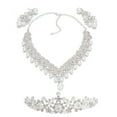 thumbnail image 3 of Boda Perla Corona Tiara Flor Collar y aretes de cristal de diamantes de imitación Conjuntos de joyería nupcial, 3 of 7