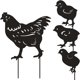 thumbnail image 2 of Fiudx Juego de Adornos de Jardín, Obra de Arte Decorativa de Metal, Diseño Único de Pollo, Decoración para Pascua, Fácil Instalación, Resistente a La Intemperie, Juego de 4 Piezas, para Jardín y Exte, 2 of 4