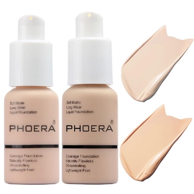 Foundation PHOERA 101 Porcelain & 102 Nude, paquete de 2 unidades, control de 24 horas